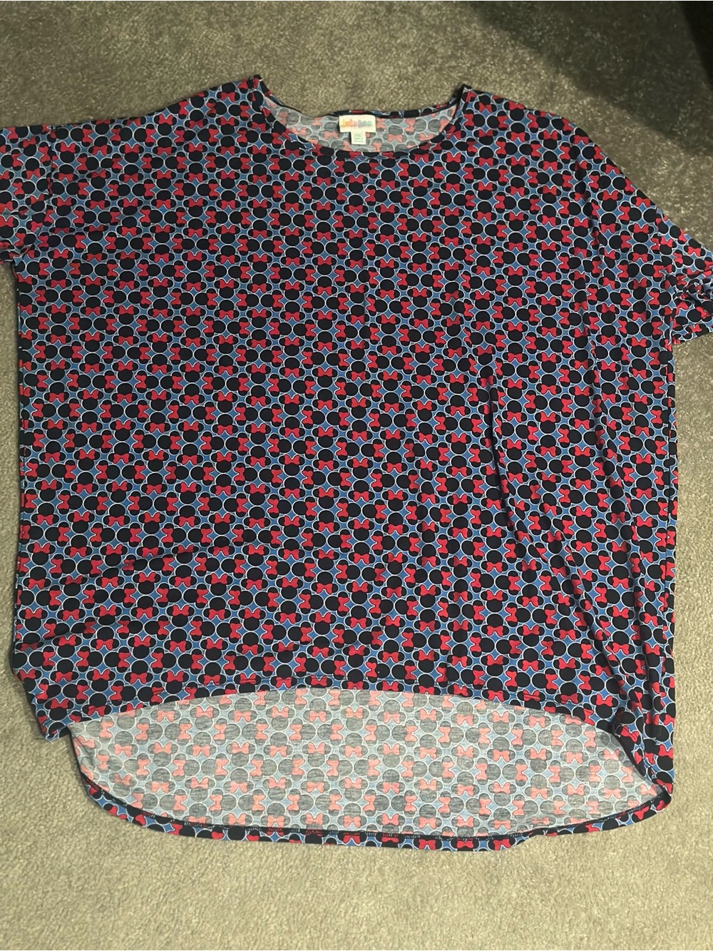 LuLaRoe Red & Blue Disney Minnie Mouse Short Sleeve Tunic